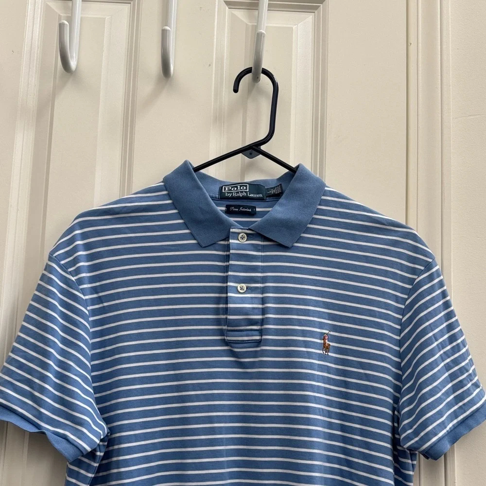 Polo by Ralph Lauren Blue & White Striped Cotton Polo
